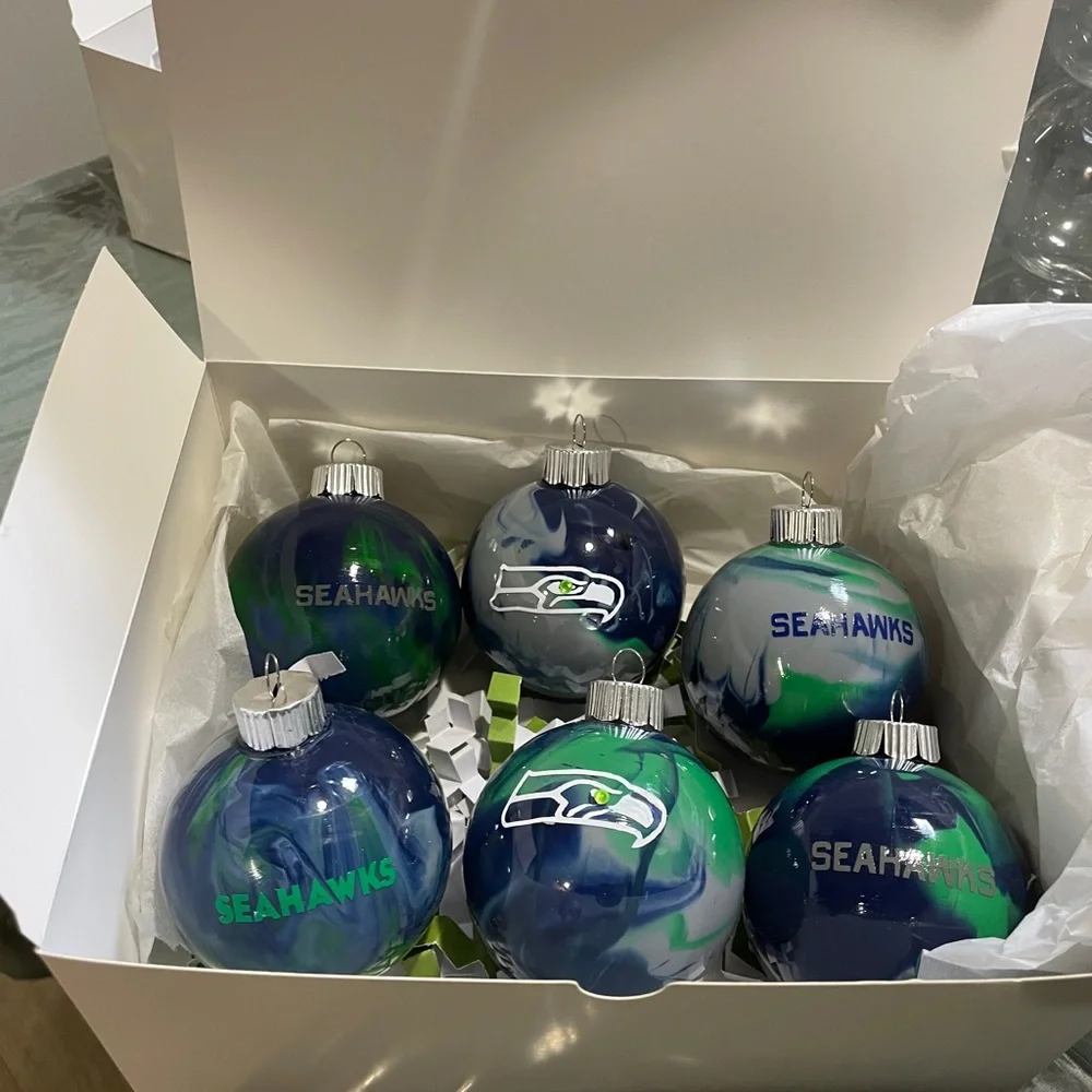 Seattle Seahawks Holiday Ornament Set - Blue and Green - Picture 6 of 6